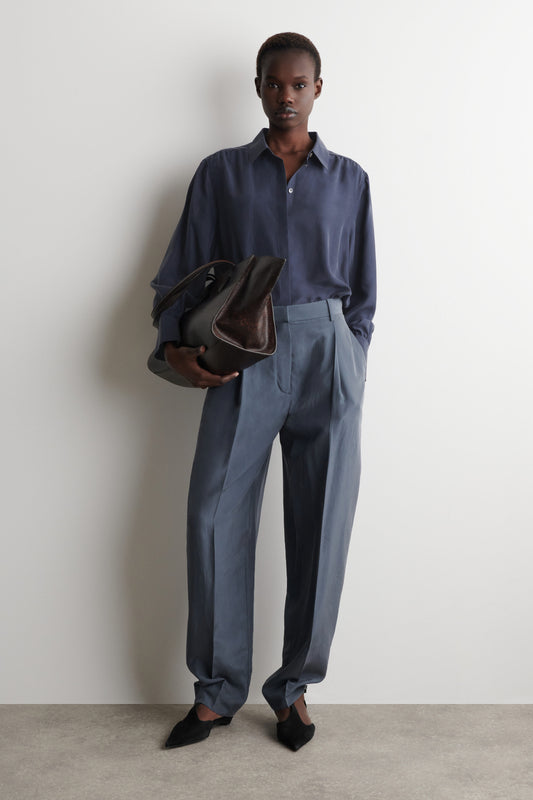 GATHERED CRINKLED-SILK SHIRT