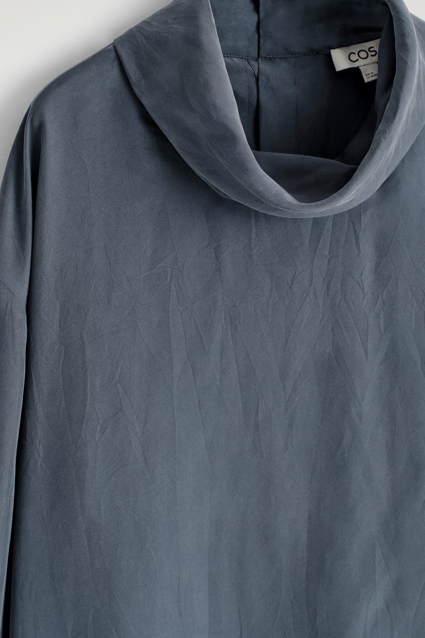 CRINKLED-SILK FUNNEL-NECK TOP