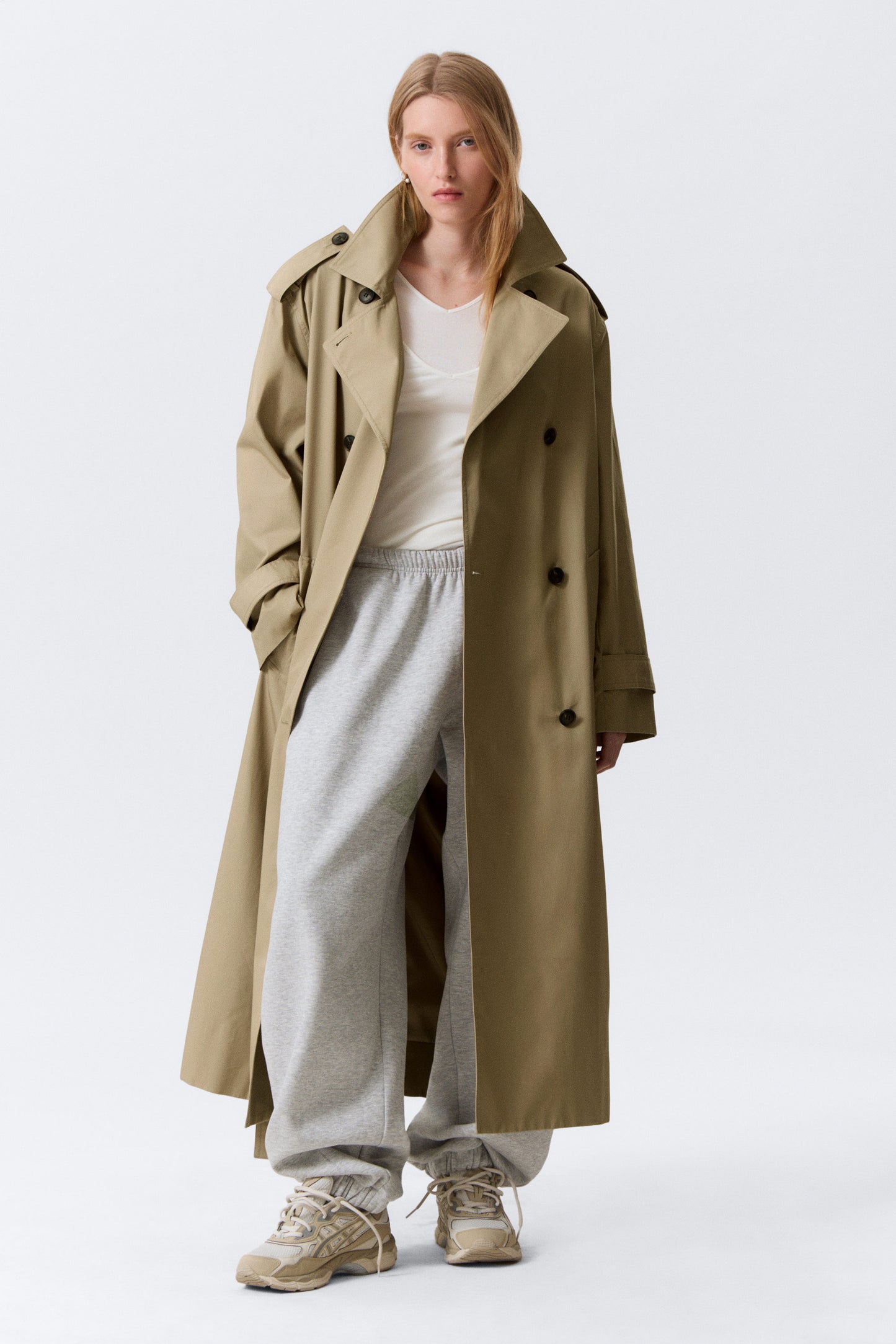 Zweireihiger Oversize-Trenchcoat aus Canvas