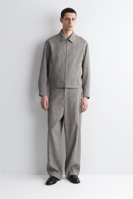 LINEN RELAXED-FIT STRAIGHT-LEG TROUSERS