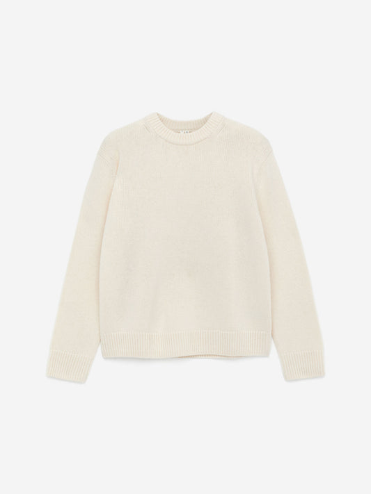 Pullover aus schwerem Wollstrick-Weiß-16013