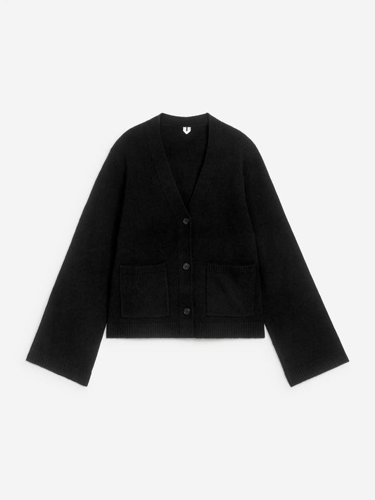 Strickjacke aus Wolle-Schwarz-12838