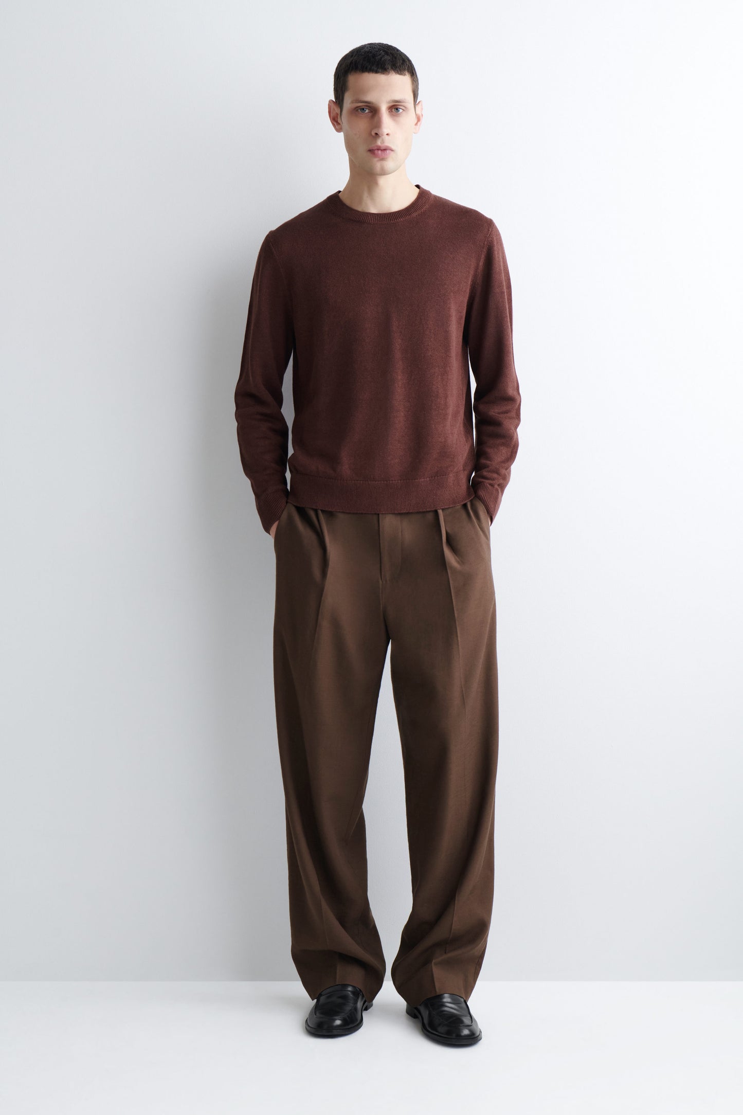 KNITTED LINEN CREW-NECK JUMPER