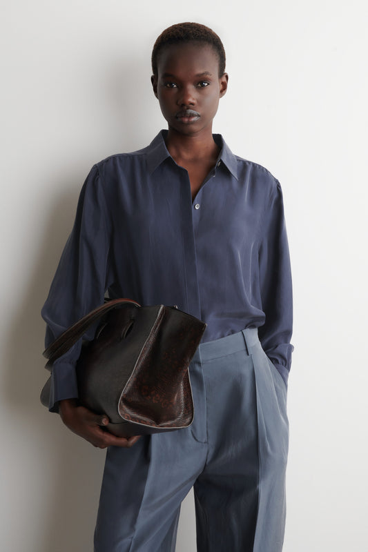 GATHERED CRINKLED-SILK SHIRT
