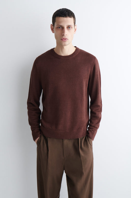 KNITTED LINEN CREW-NECK JUMPER