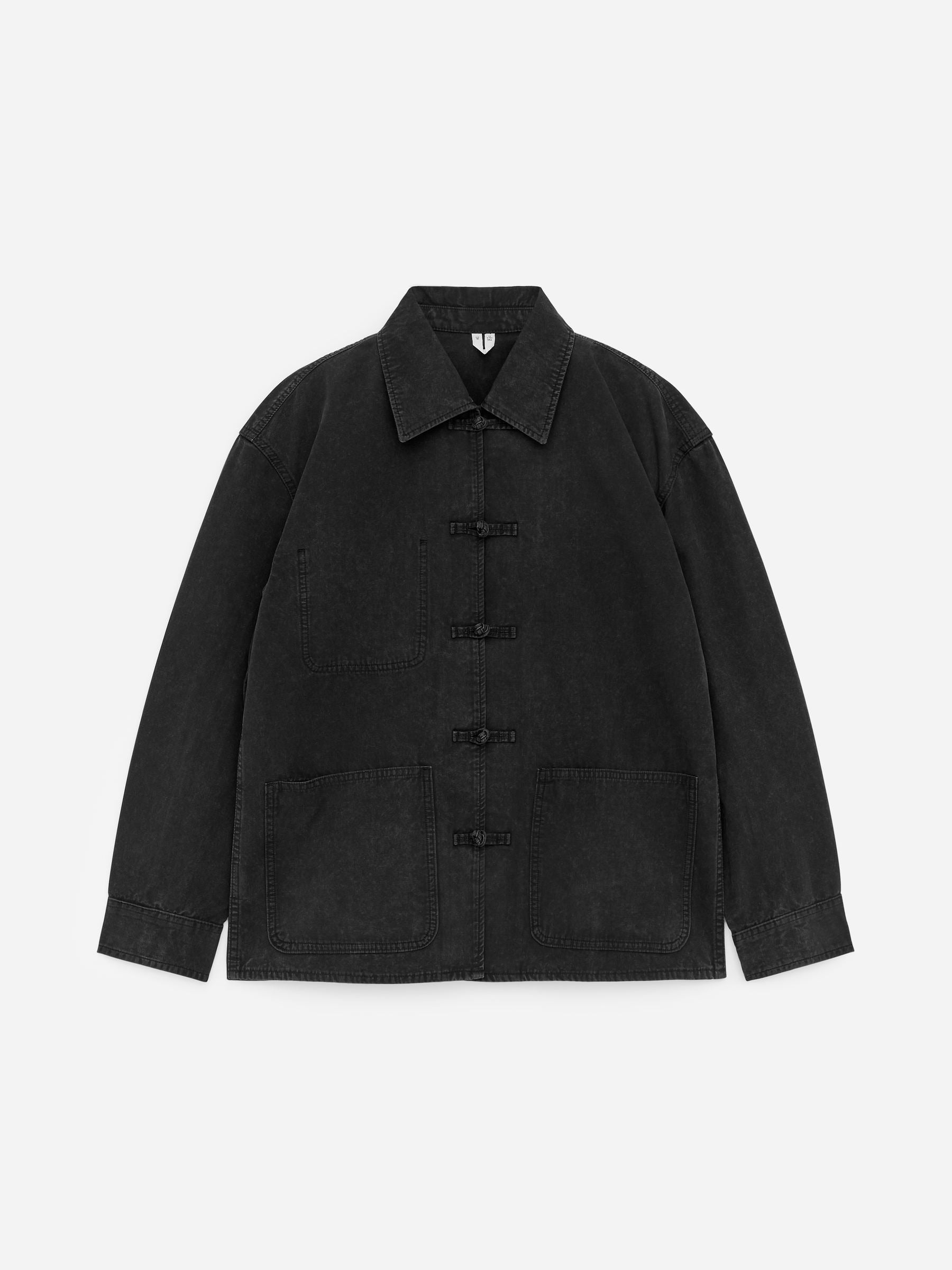 Overshirt mit Knotendetails-Schwarz-18586