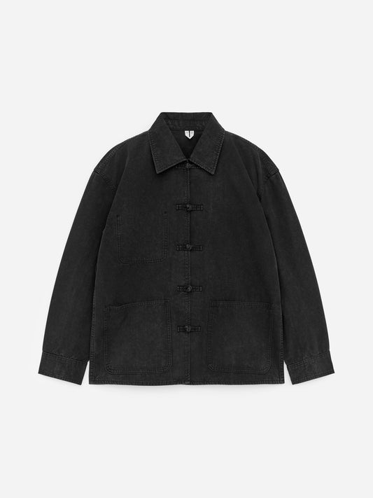 Overshirt mit Knotendetails-Schwarz-18586