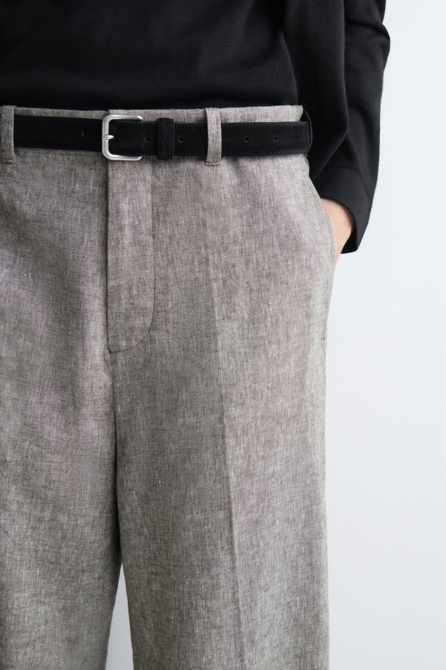 LINEN RELAXED-FIT STRAIGHT-LEG TROUSERS