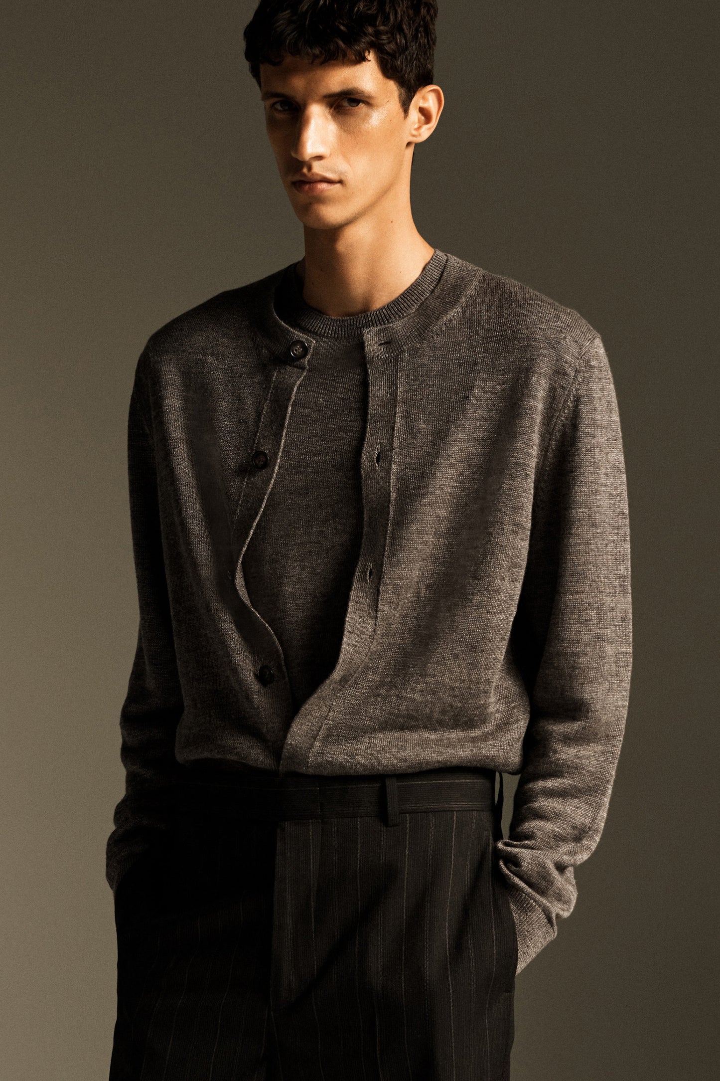 KNITTED LINEN CREW-NECK JUMPER