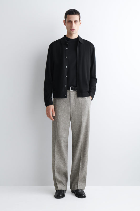 LINEN RELAXED-FIT STRAIGHT-LEG TROUSERS