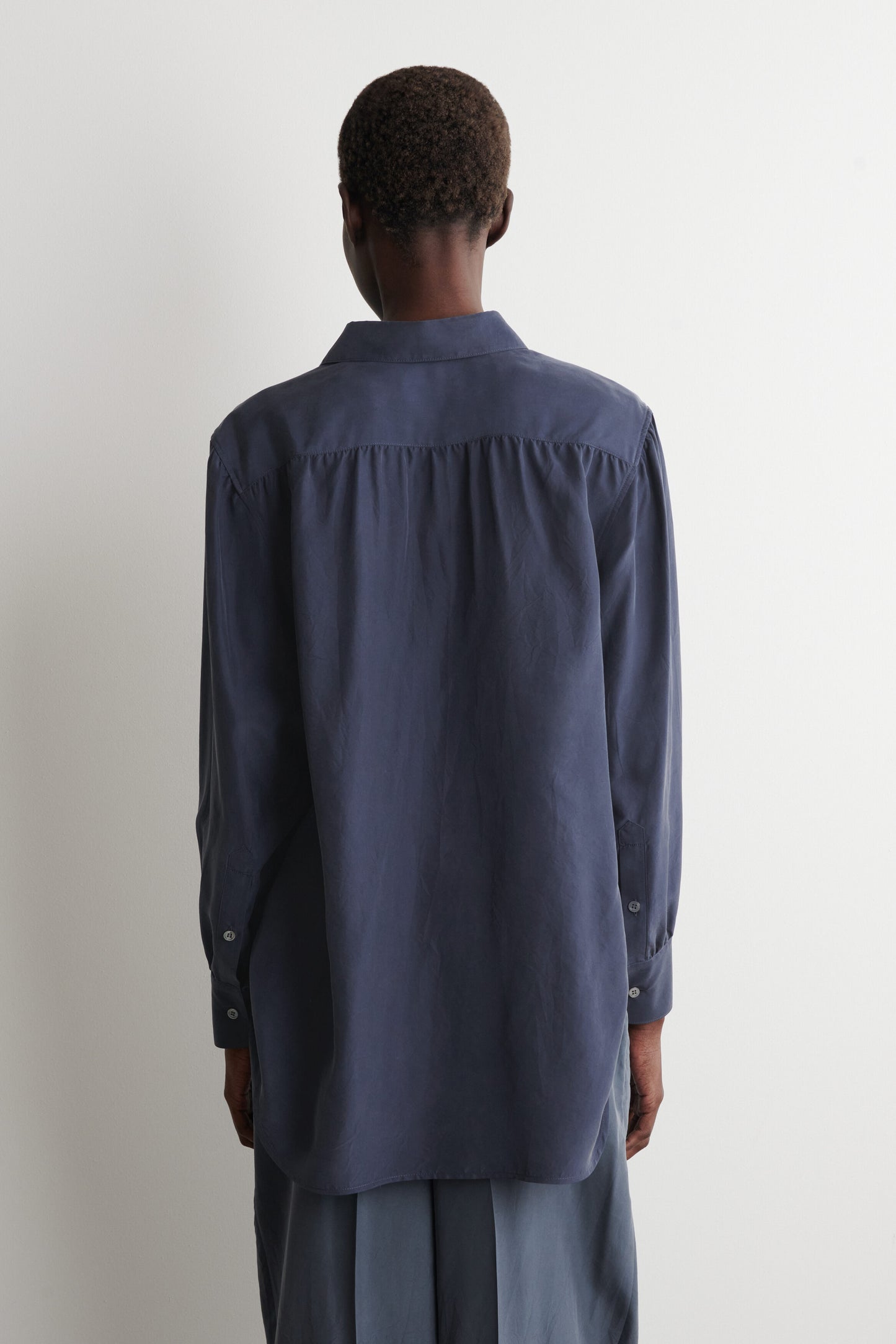 GATHERED CRINKLED-SILK SHIRT