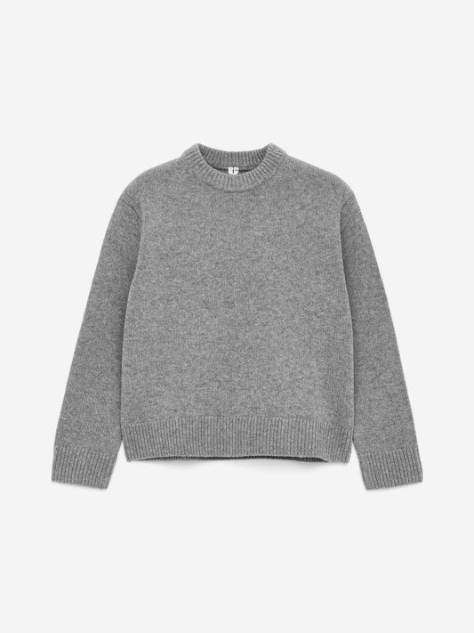 Pullover aus schwerem Wollstrick-Grau-15895