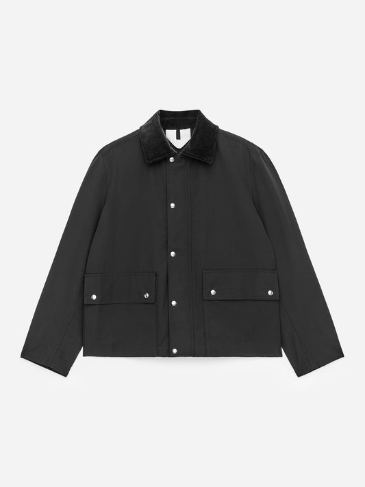 Gewachste Jacke aus Nylon und Baumwolle-Schwarz-17745