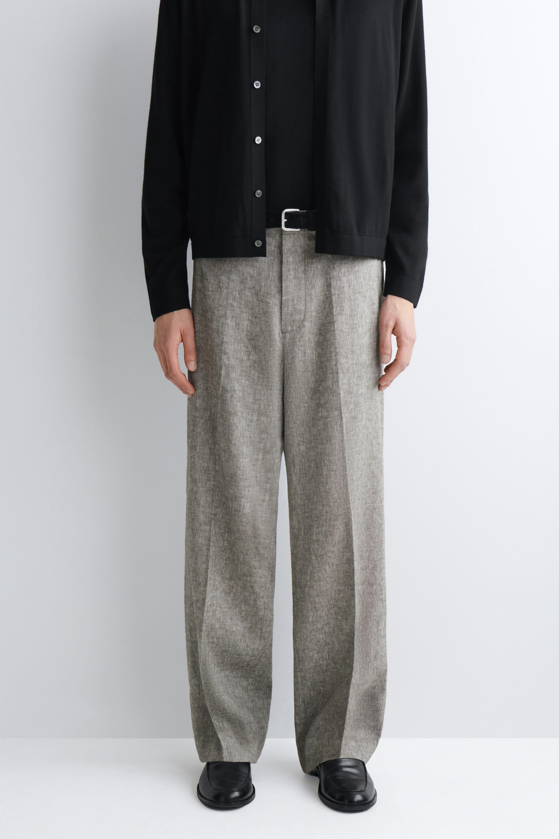 LINEN RELAXED-FIT STRAIGHT-LEG TROUSERS