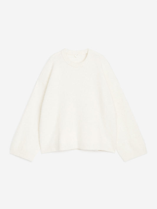 Pullover aus Alpakawolle und Wolle-Weiß-12847