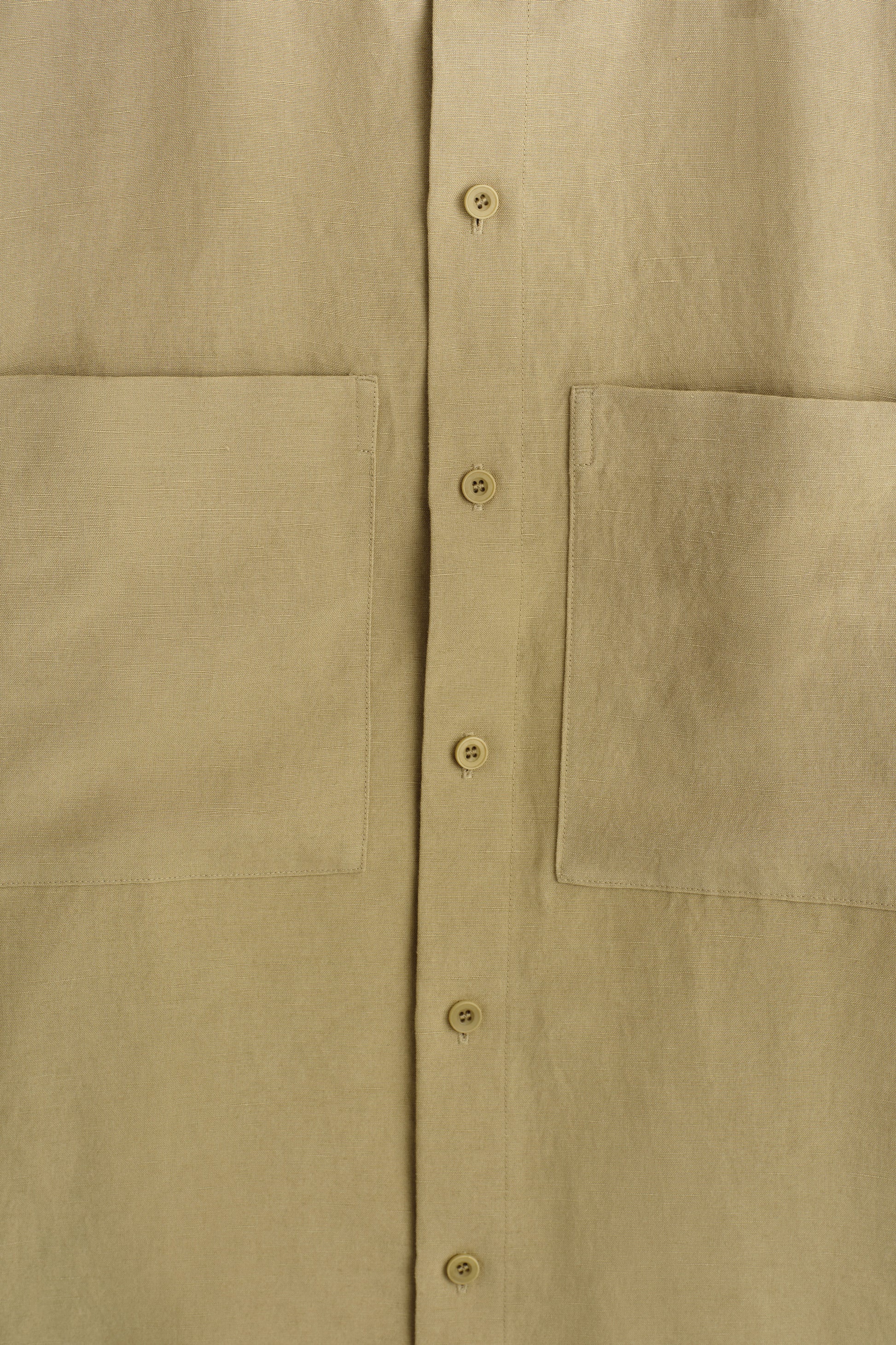 OVERSIZED GRANDAD-COLLAR LINEN SHIRT