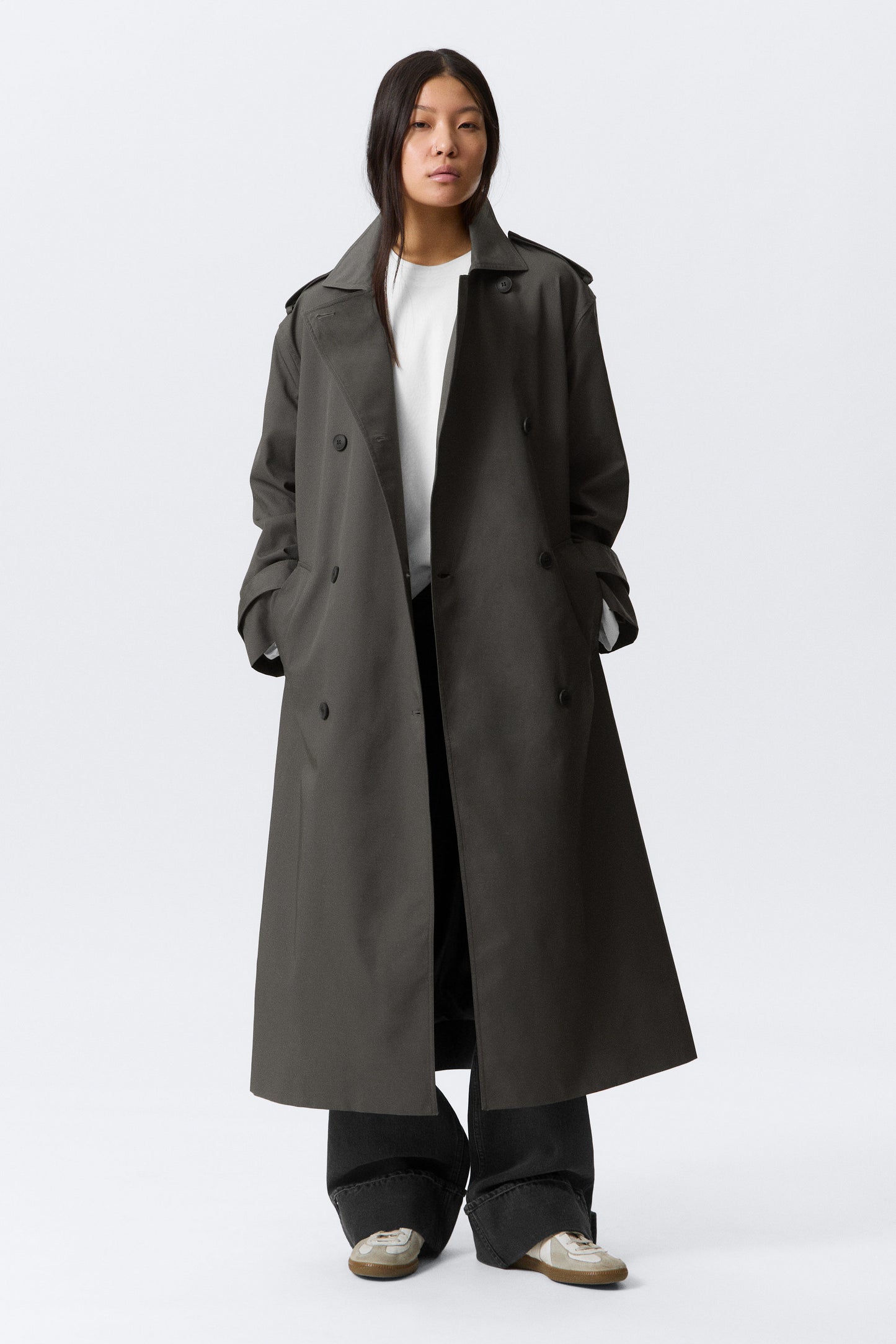 Zweireihiger Oversize-Trenchcoat aus Canvas