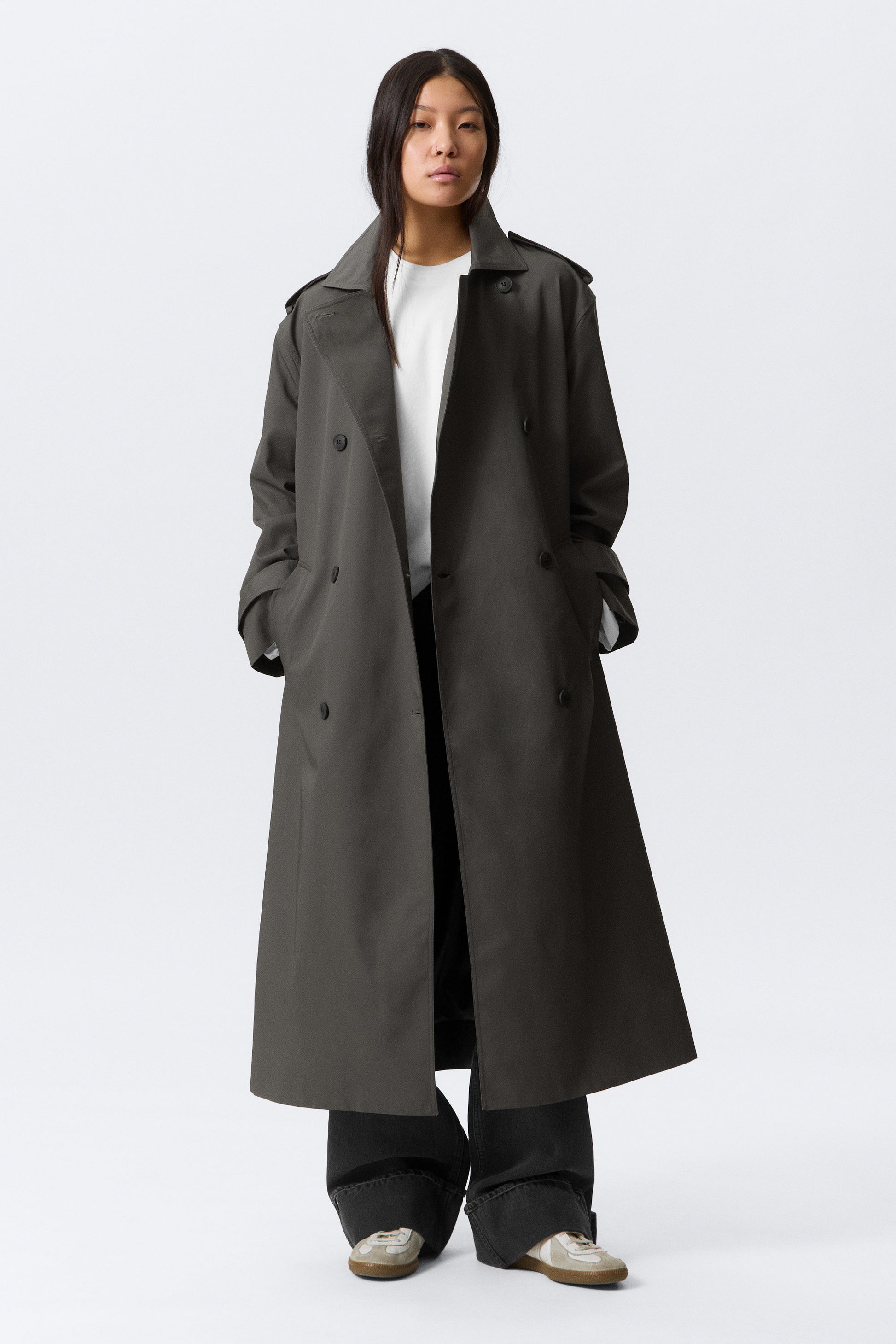 Zweireihiger Oversize-Trenchcoat aus Canvas