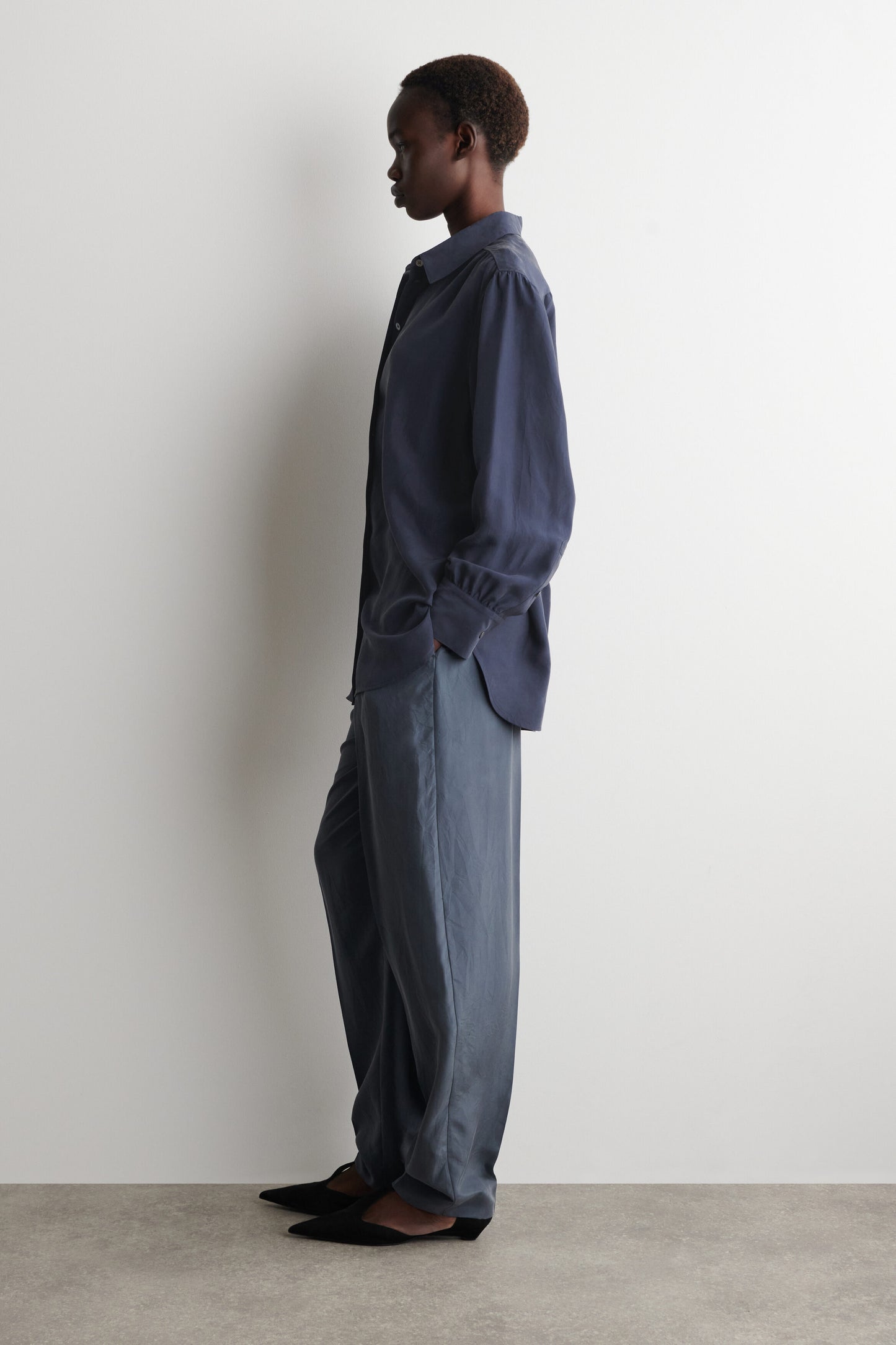 GATHERED CRINKLED-SILK SHIRT