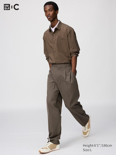 Pleated Wide Tapered Trousers