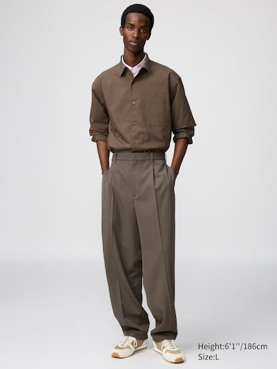 Pleated Wide Tapered Trousers