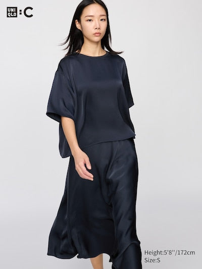 Satin Oversized Short Blouse (Half Sleeve)