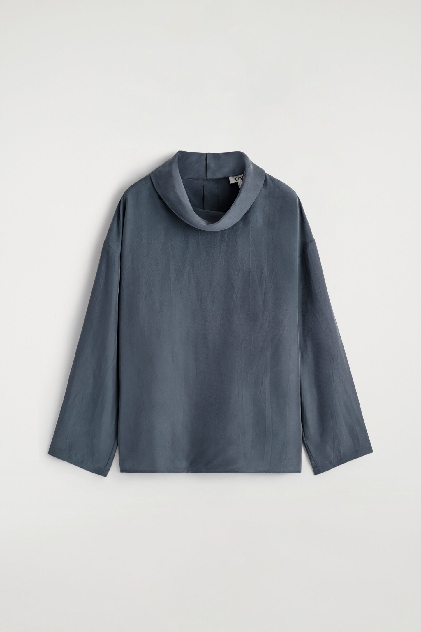 CRINKLED-SILK FUNNEL-NECK TOP