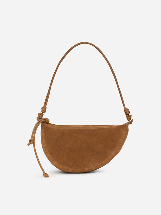 Halbmondförmige Veloursledertasche-Braun-18475
